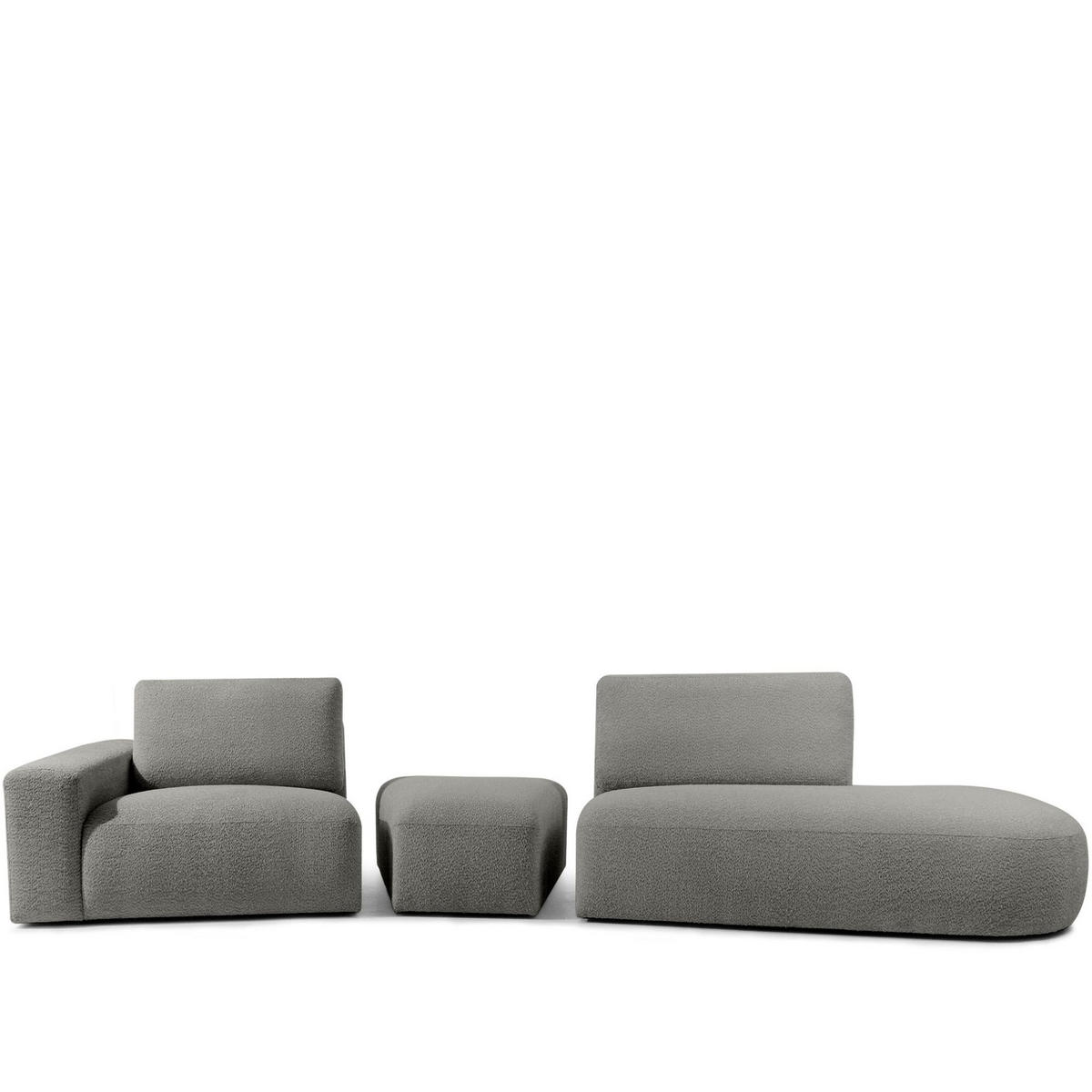 4-SITZER ECKSOFA ZUCCO Boucle rechts, Grau - Grau, Textil (350/84/105cm) - KONSIMO®