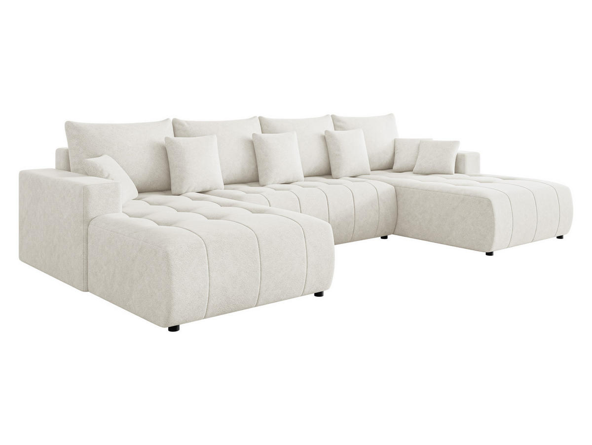 WOHNLANDSCHAFT Fabio U - Creme/Schwarz, Holz/Kunststoff (346/88/188cm) - MIRJAN24