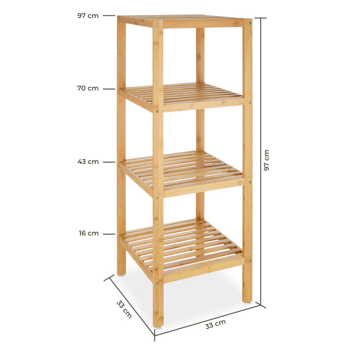 BADREGAL Cornelia, 33 x 33 x 97 cm, braun - Braun, Holz (33/97/33cm) - tectake