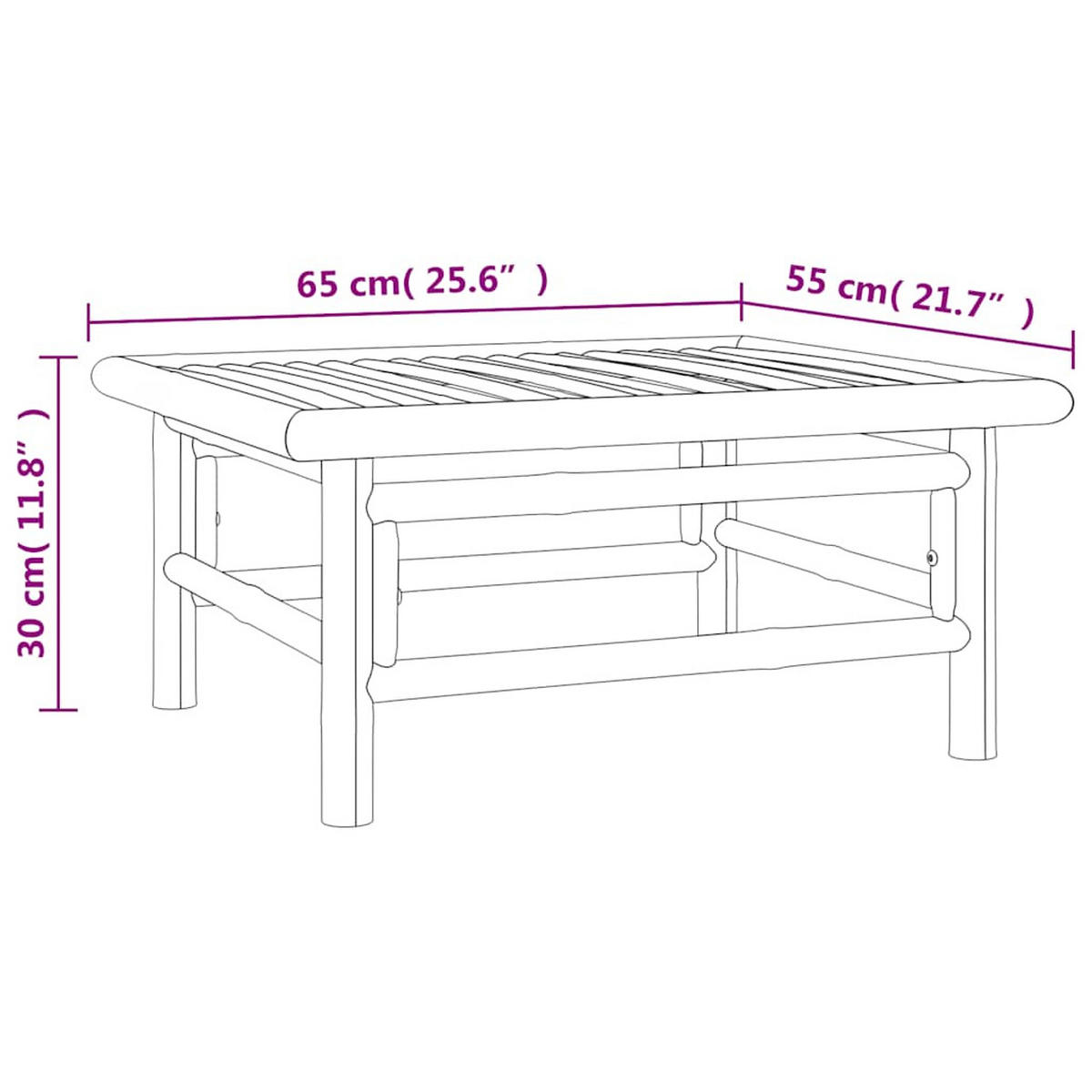 GARTENTISCH 65/55/30 Cm Bambus - Braun, Naturmaterialien (55/65/30cm) - vidaXL