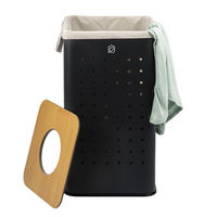 WÄSCHETONNE 50 Liter, schwarz - Schwarz, Metall (32/58/32cm) - eluno