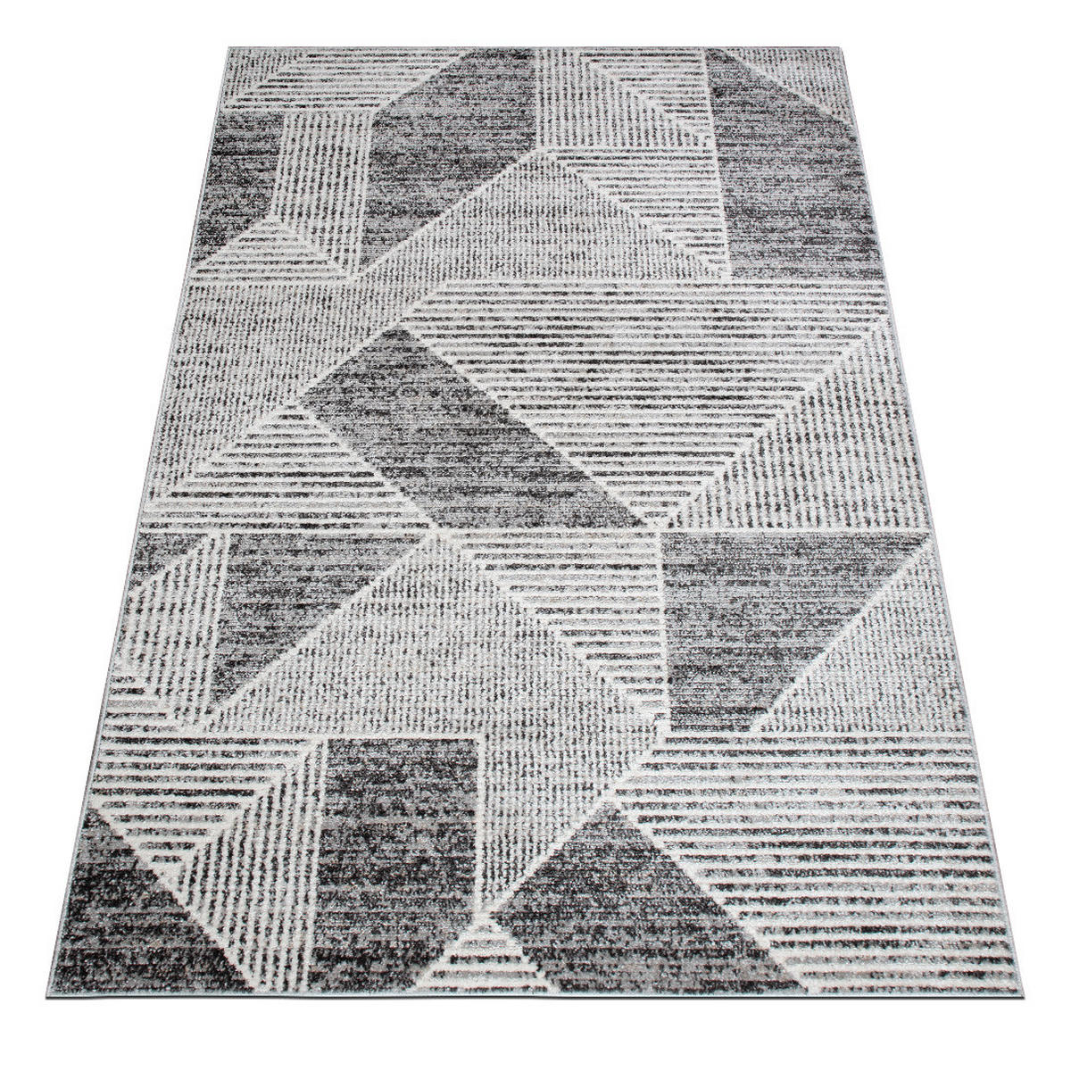TEPPICH Harmonia geometrisches Design Dreieck Hoch-Tief-Effekt grau 80 x 150 cm - Creme/Grau, Kunststoff/Textil (80/150cm) - oKu-Tex
