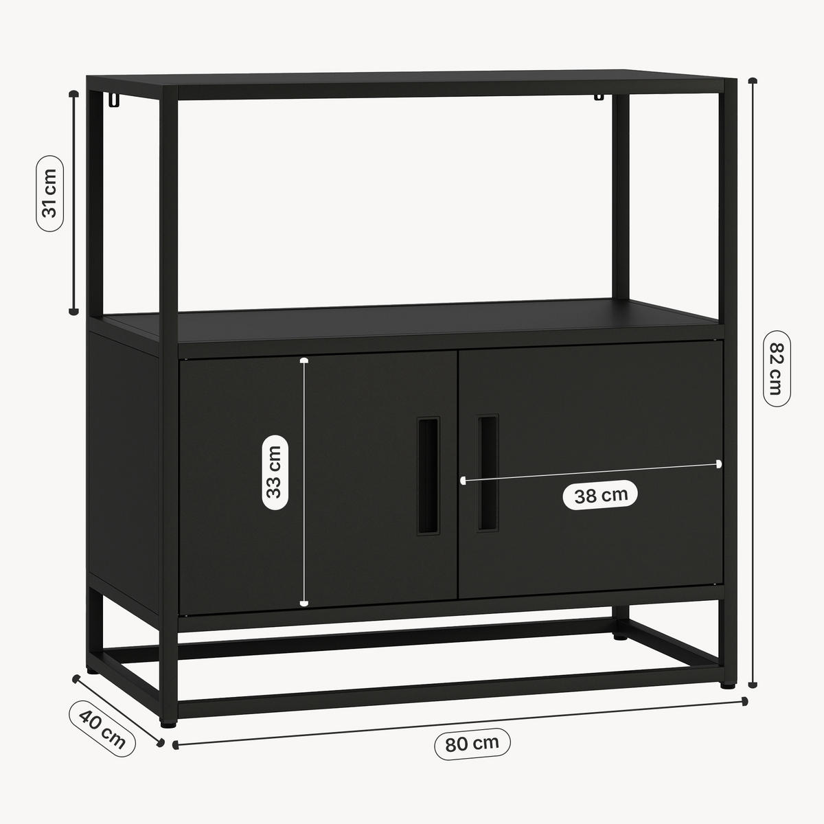 AKTENSCHRANK Hailuoto - Schwarz, Metall (80/82/40cm) - [en.casa]