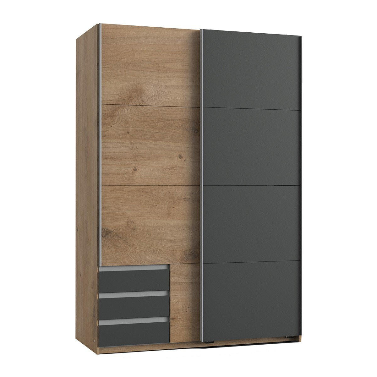 KLEIDERSCHRANK mit 2 Schiebetüren - L135 cm - Anthrazit, Holzwerkstoff (65/198/135cm) - Calicosy