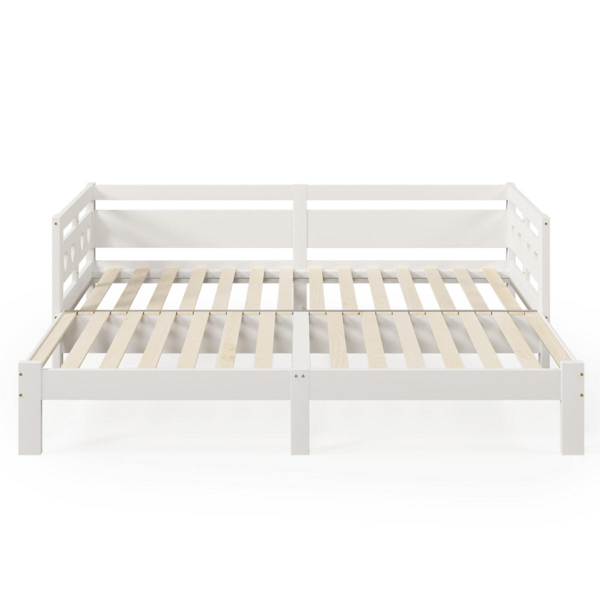 AUSZIEHBETT 90/200 cm mit Herz-Design, Massivholz, Weiß - Weiß, Holzwerkstoff (90/200cm) - Redom