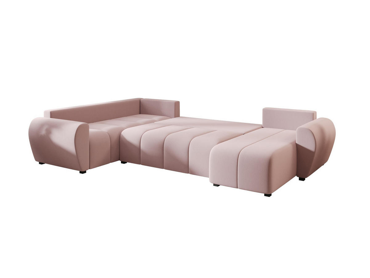WOHNLANDSCHAFT MOLISA U PLUS Cosmic 14 Rechts mit Schlaffunktion - Rosa, Textil (303/82/208cm) - Bedante