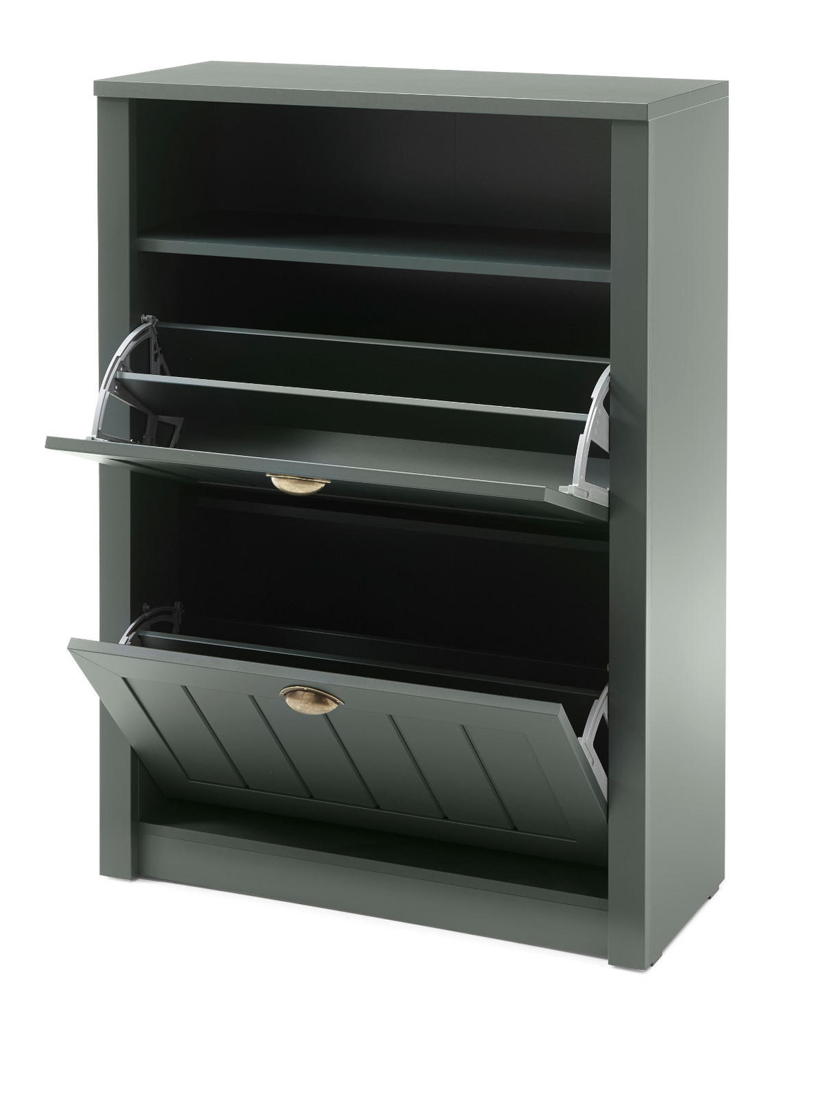 SCHUHSCHRANK grün, Landhausstil, Flur Schuhkipper 80 x 112 cm - Dunkelgrün/Goldfarben, Holzwerkstoff/Kunststoff (80/112/36cm) - Furn.Design