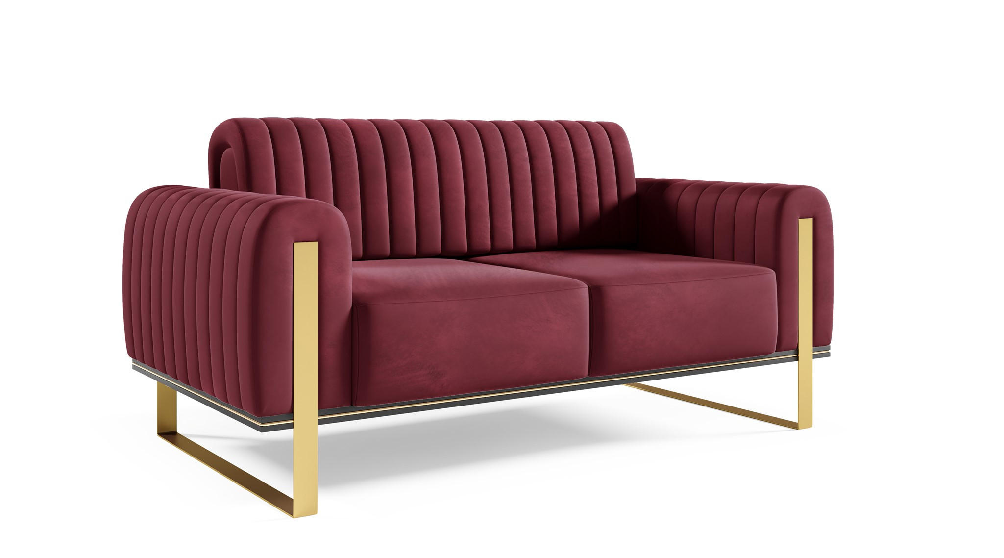 SOFA Valerie 2-sitzer - Rot, Holzwerkstoff/Textil (164/79/90cm) - Fun Möbel