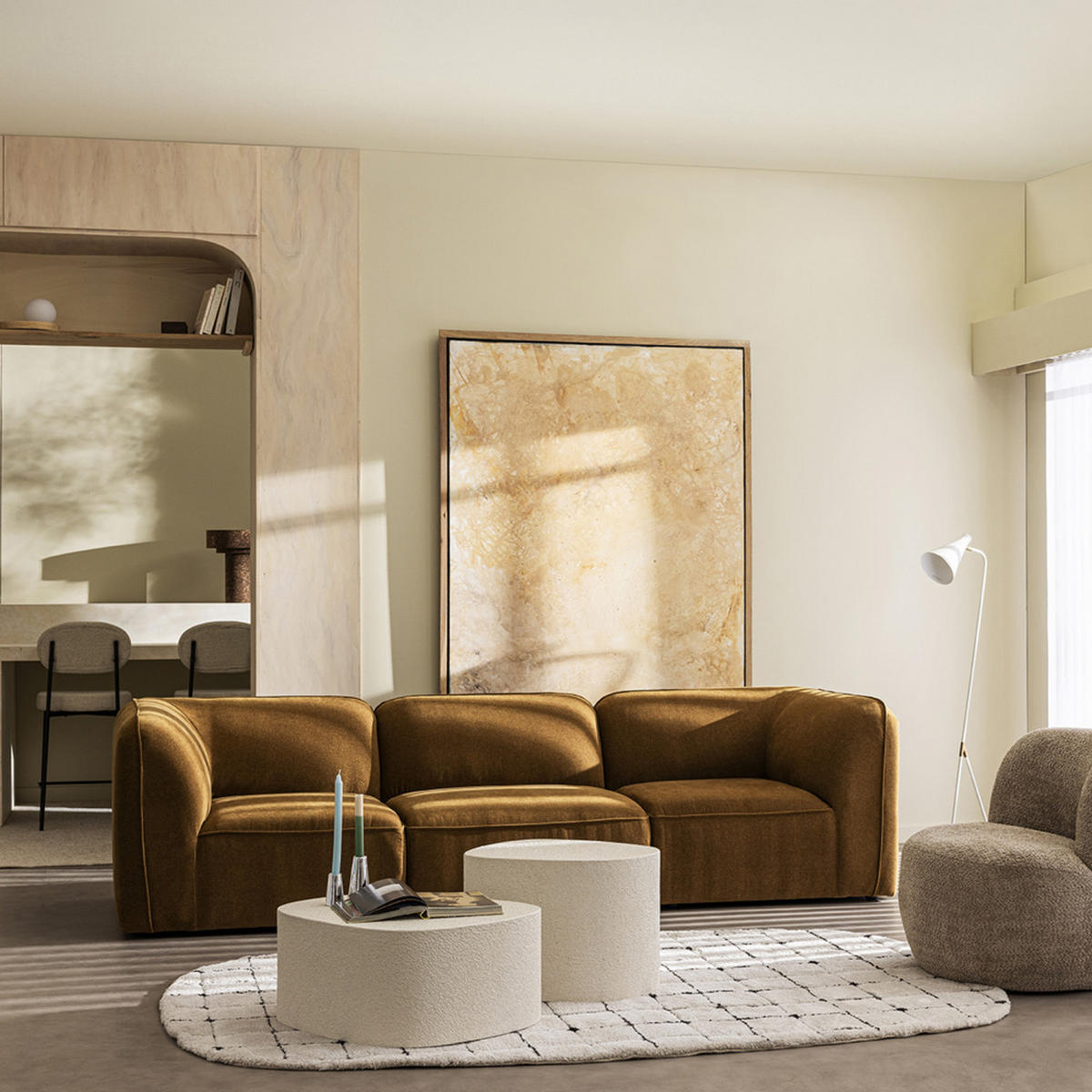 POUF für modulare Stoffsofas - NOOR - Bronze - Bronzefarben, Textil (97/36/53cm) - Drawer