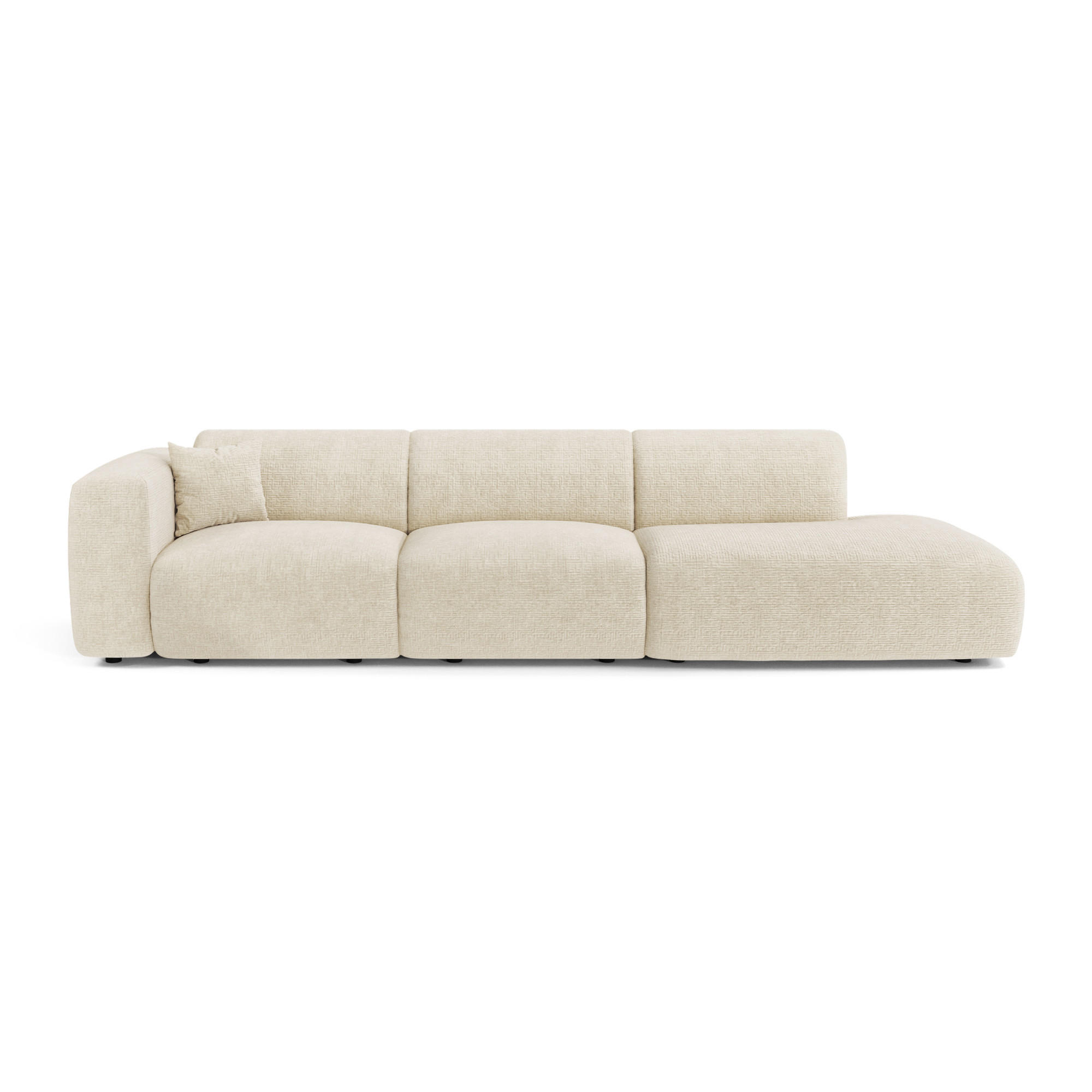 SOFA 5-Sitzer Gemusterter Samt Creme 310cm - Creme, Textil (310/73/96cm) - Sia Home