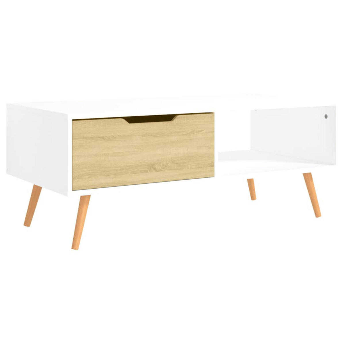 COUCHTISCH Weiß und Sonoma-Eiche 100x49,5x43 cm Holzwerkstoff - Beige, Holzwerkstoff (49.5/100/43cm) - furnicato