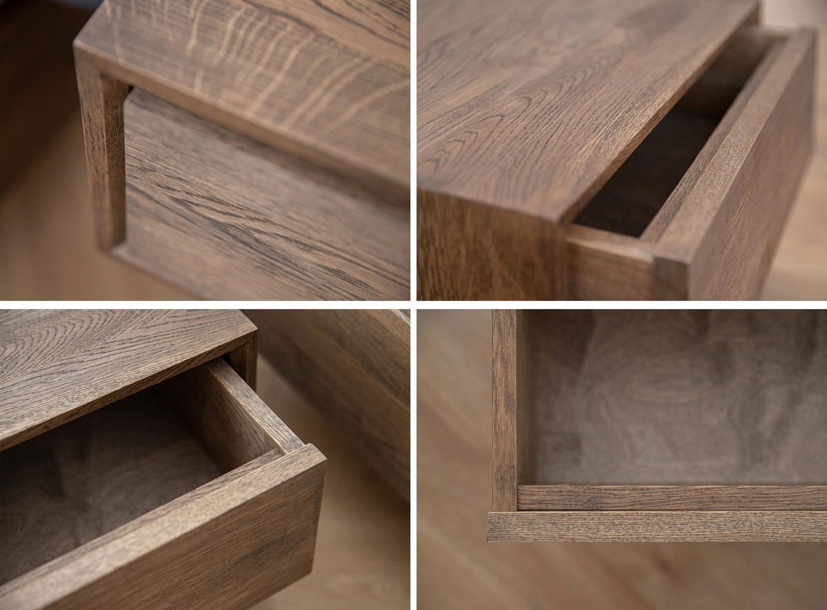 2ER-SET NACHTKONSOLE Adria Smoke Wildeiche 50 / 35 / 19cm - Eichefarben, Holz (50/19/35cm) - Feldmann-Wohnen