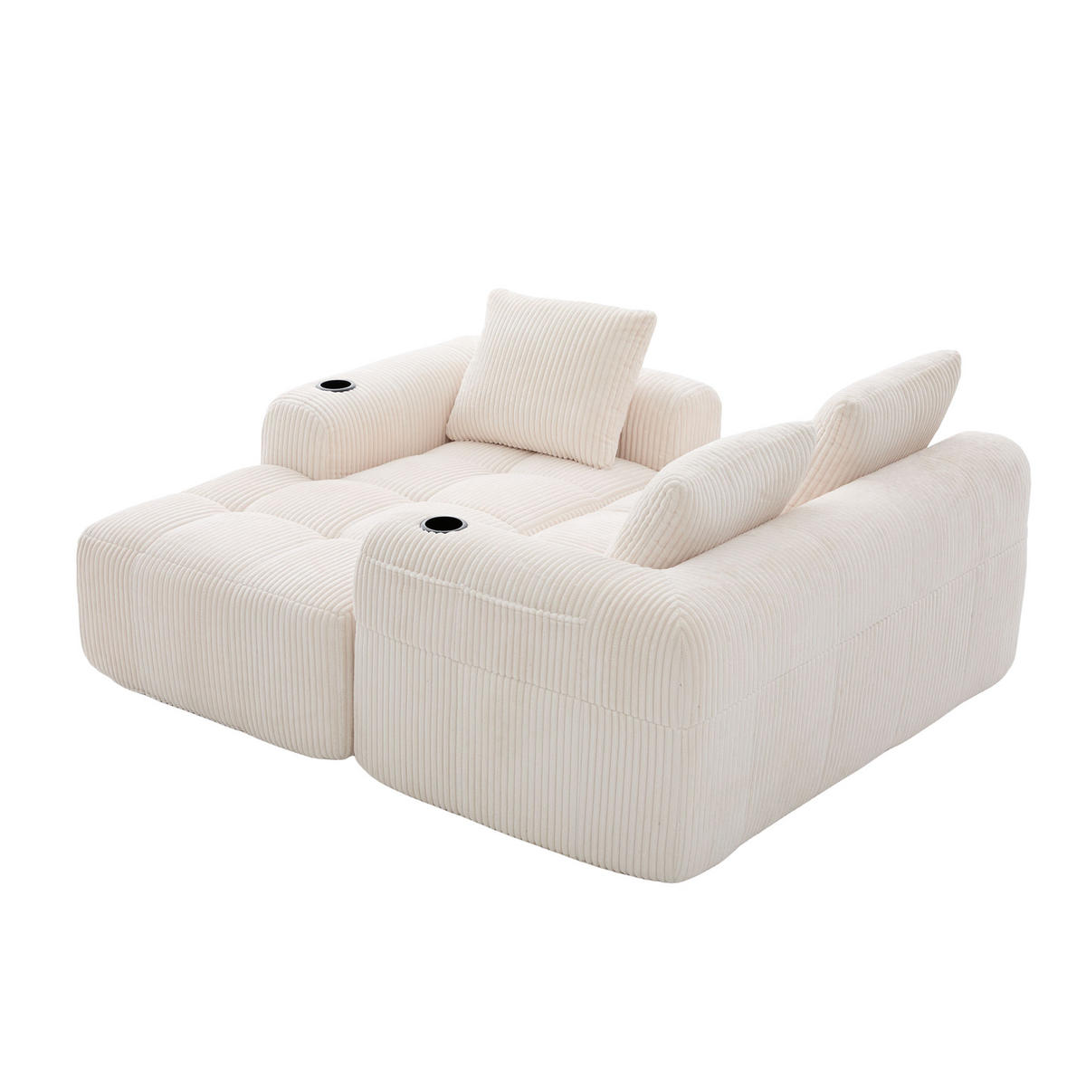 ECKSOFA 253/158/61 cm Beige mit Seitentasche und Getränkehalter - Beige, Textil (253/158cm) - Oxeza