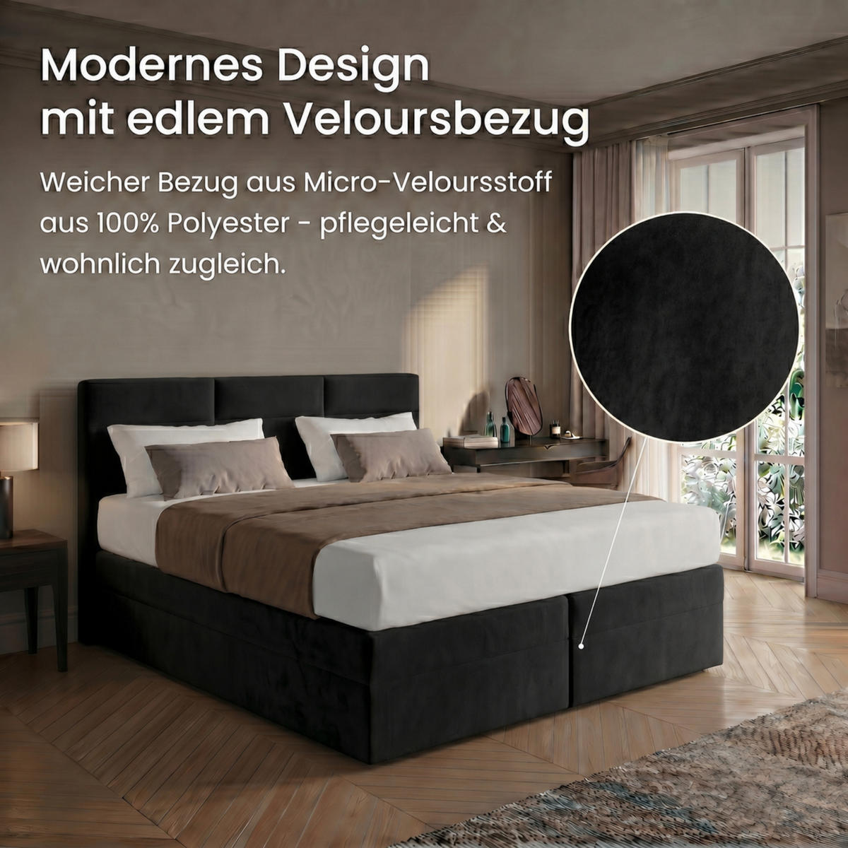 BOXBETT H2 Matratze 180x200 cm Schwarz - Schwarz, Textil (180/200cm) - Home Collective