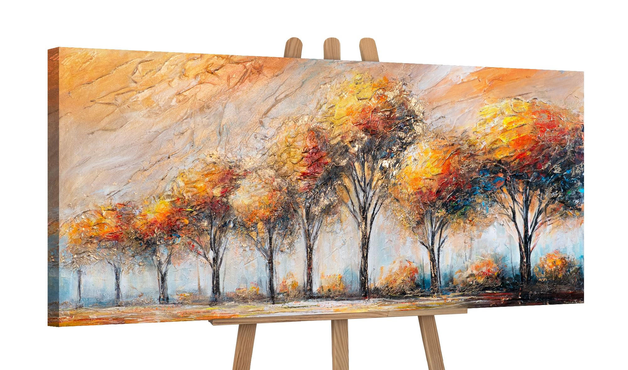 GEMÄLDE Glühen der Blätter auf Keilrahmen 115x50 cm - Braun, Holz (115/50cm) - YS-art gallery