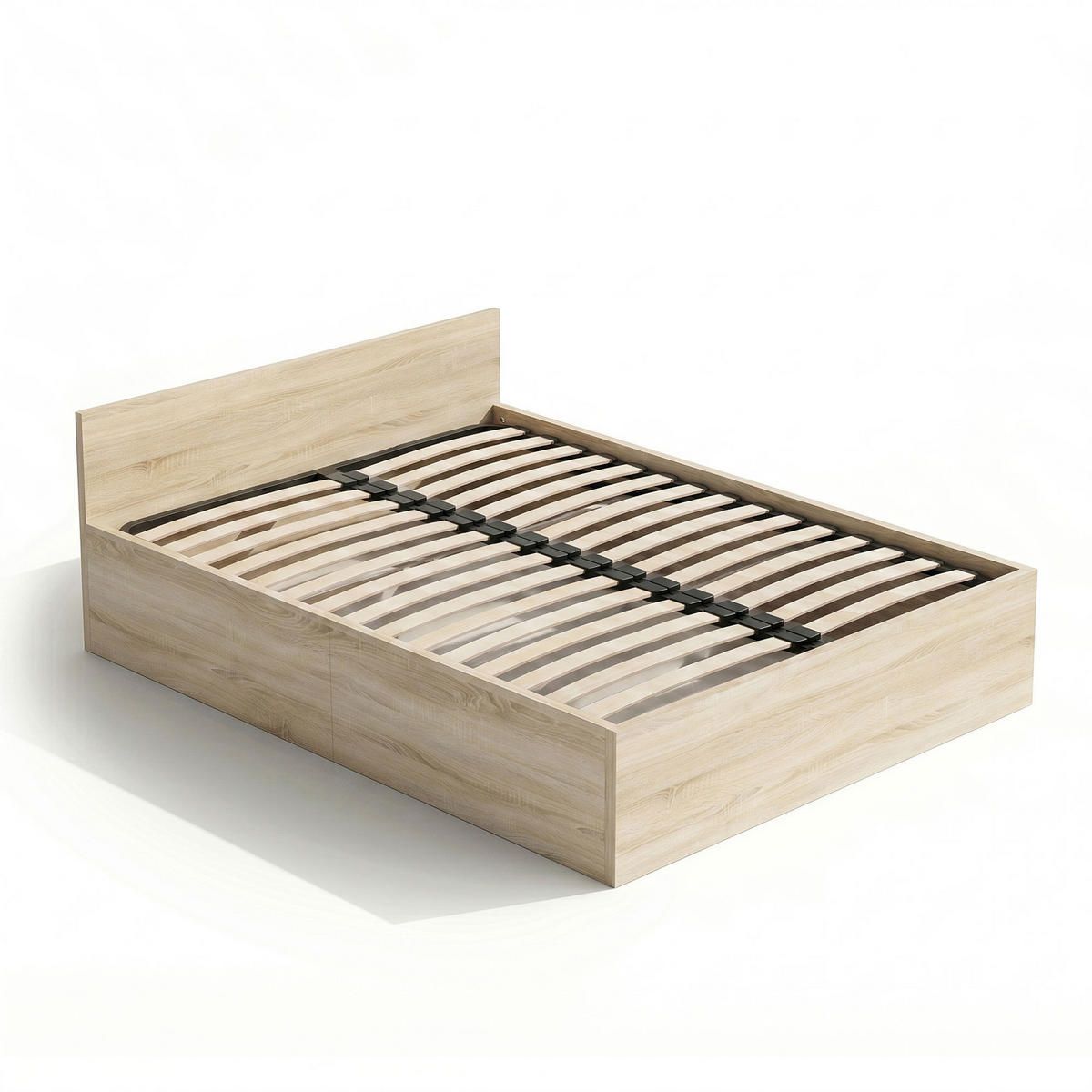 BETT mit Bettkasten 140x200 cm Metalllattenrost Sonoma Eiche - Sonoma Eiche, Holzwerkstoff (140/200cm) - Akord