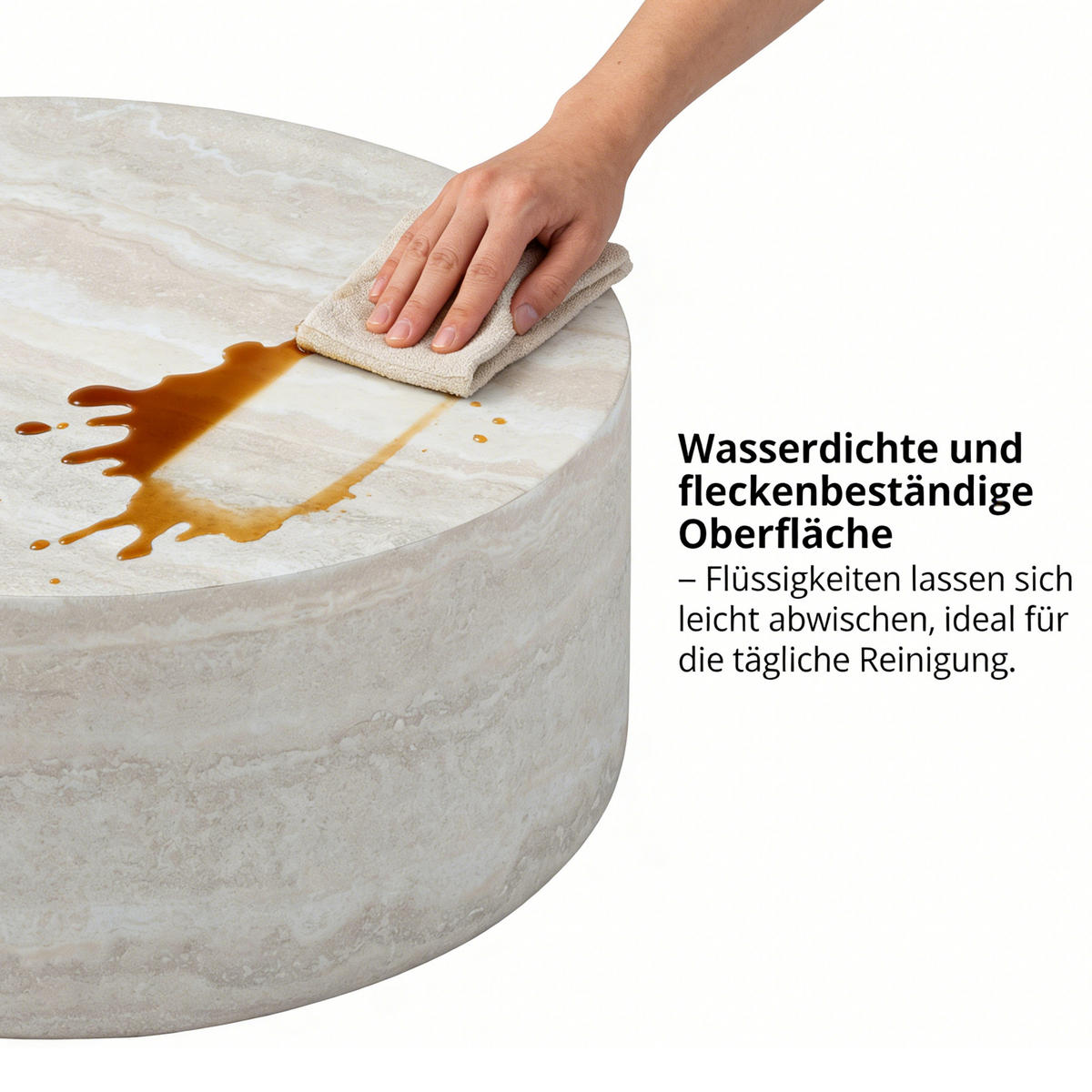 RUNDER BEISTELLTISCH Cremeweiß - Beige, Holzwerkstoff (80/80/30.5cm)