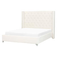 POLSTERBETT 140/200cm Cremeweiß Lubbon - Creme, Textil (140/200cm) - Beliani