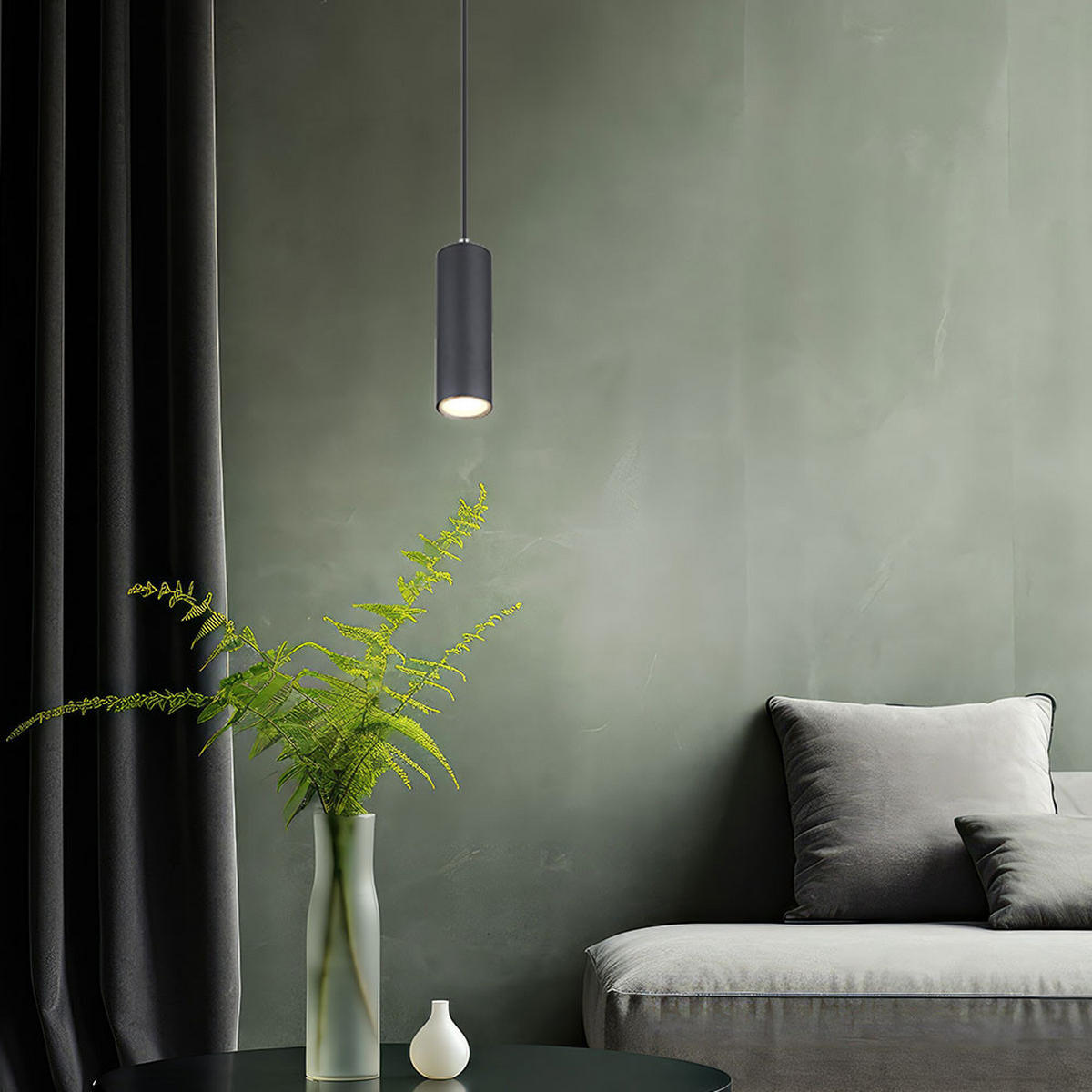HÄNGELEUCHTE Metall Schwarz matt 2er Set - Schwarz, Metall (9/9/120cm) - Globo Lighting