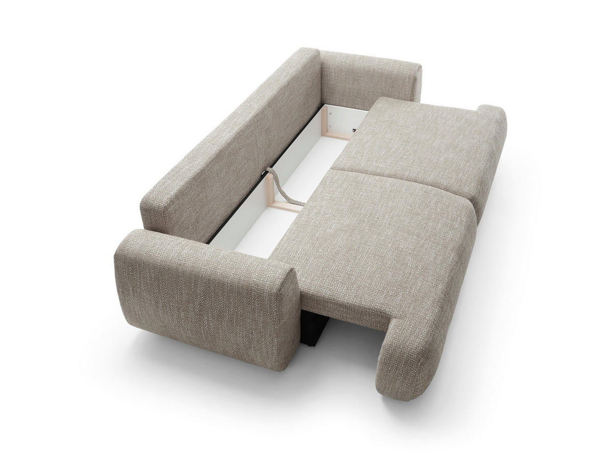 BETTSOFA ZEST Grau Chenille-Stoff mit Schlaffunktion - Grau, Textil (106/81/260cm) - MASSENO