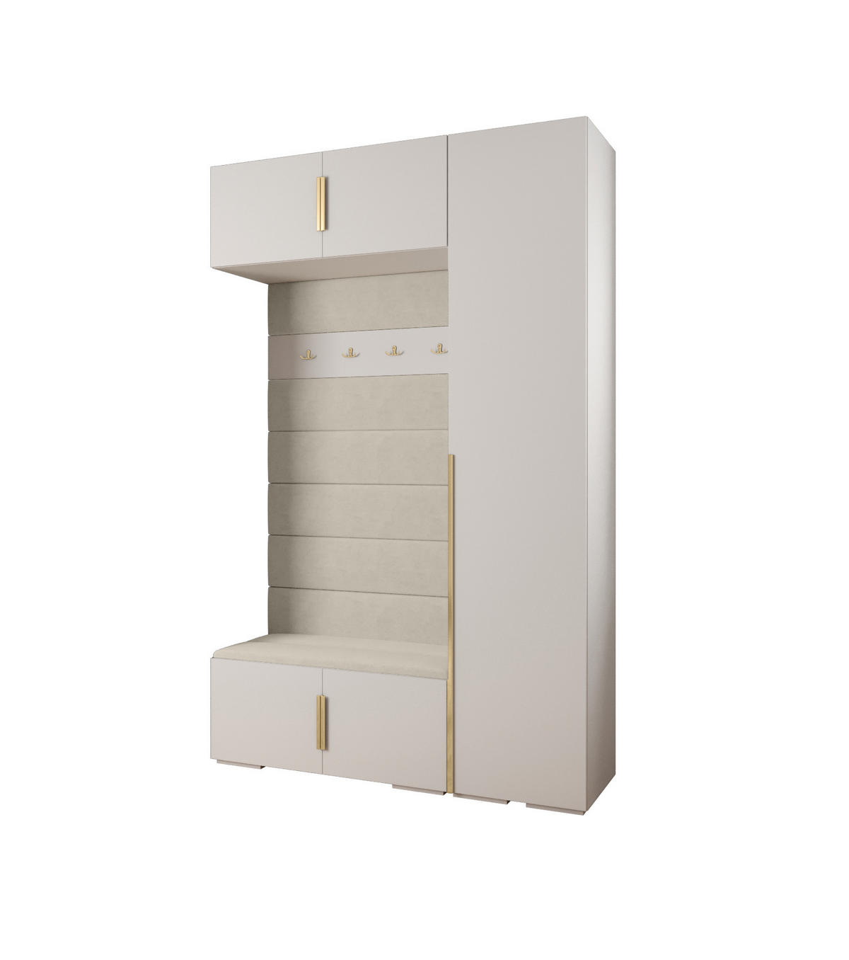 GARDEROBEN-SET 236,7/150/47 - Goldfarben/Weiß, Holz/Kunststoff (150/236.7/47cm) - Abiks Möbel