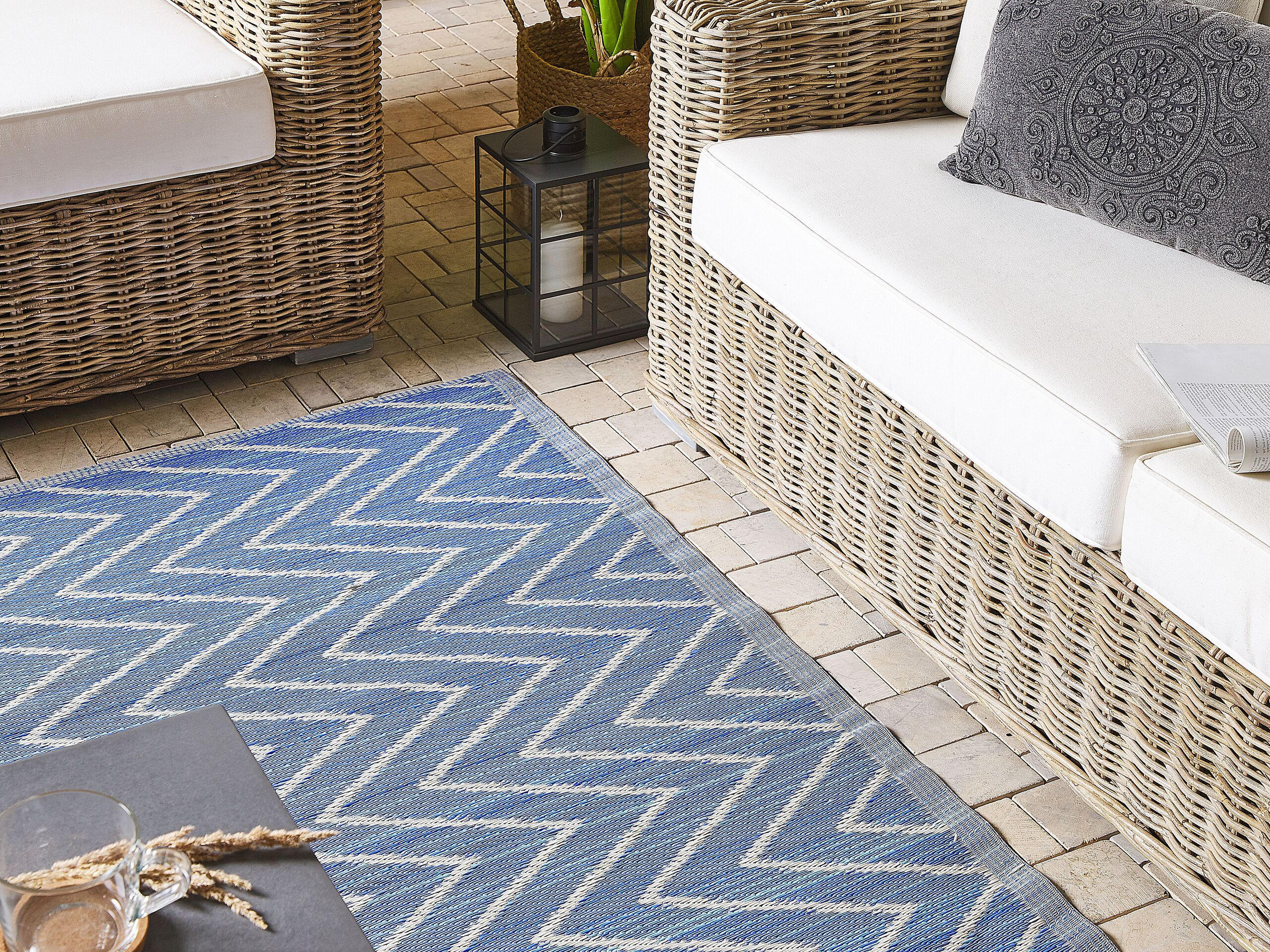 OUTDOOR-TEPPICH Balotra 180/120 cm - Blau, Kunststoff (120/180cm) - Beliani