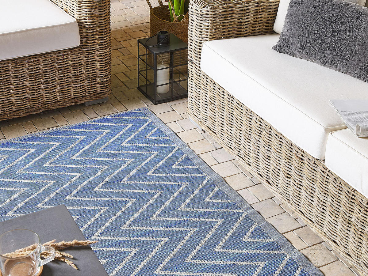 OUTDOOR-TEPPICH Balotra 180/120 cm - Blau, Kunststoff (120/180cm) - Beliani