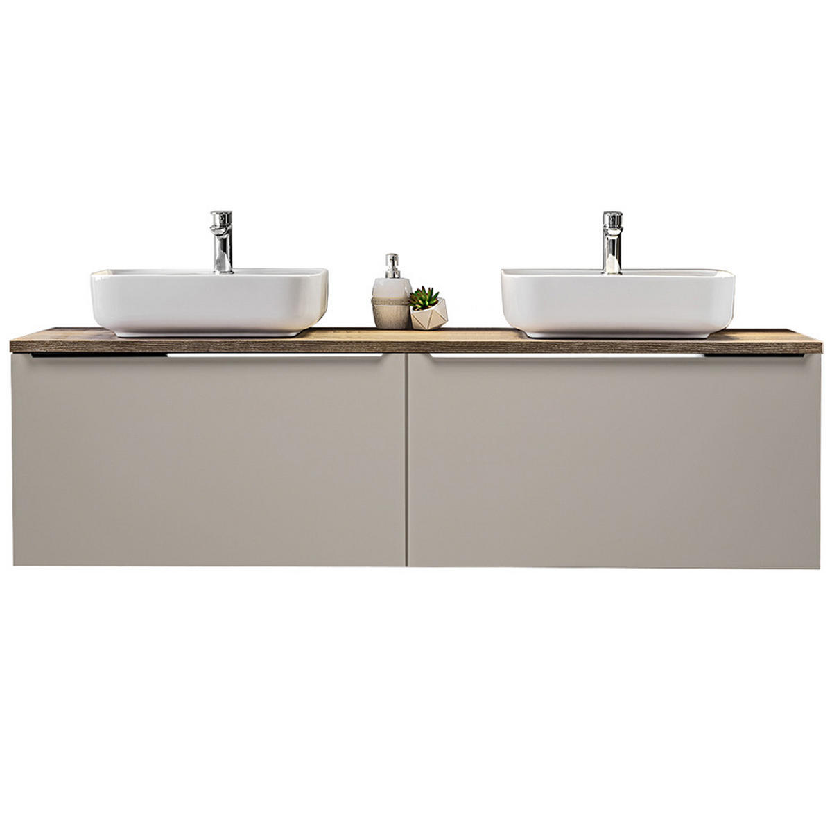 BADMÖBEL-SET 5-TLG. Puebla-56 - Beige, Holzwerkstoff (160/63/46cm) - Lomado