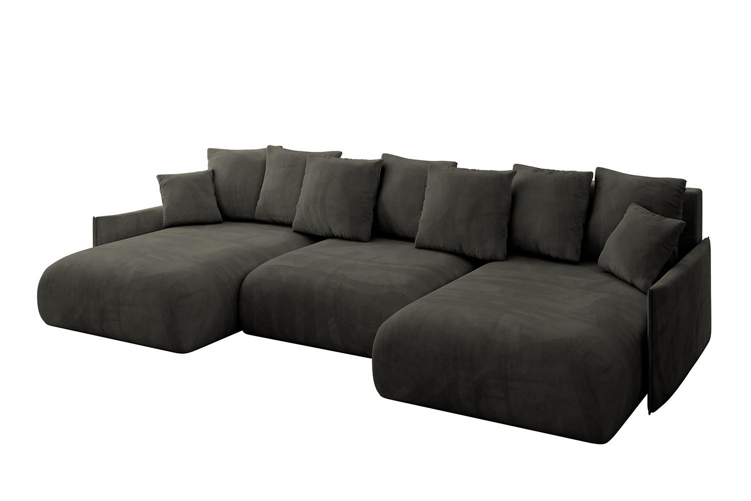 WOHNLANDSCHAFT mit Schlaffunktion und Bettkasten ONESK-U-v1 304x165x40 Schwarz Velours - Schwarz, Holzwerkstoff/Kunststoff (304/90/165cm) - ALTDECOR