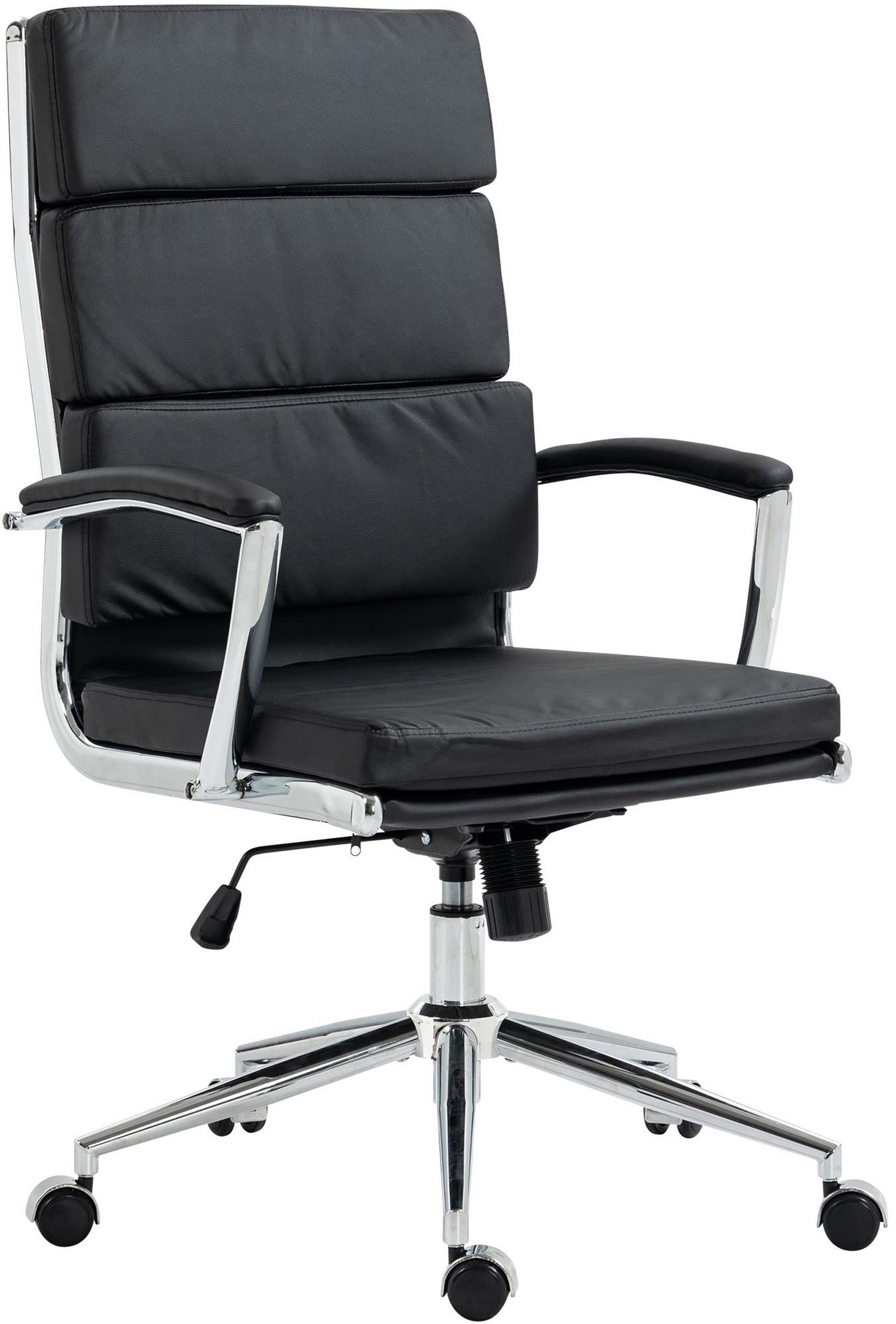 BÜROSTUHL Cyron Kunstleder schwarz - Chromfarben/Schwarz, Metall (61/115/65cm) - TPFLiving