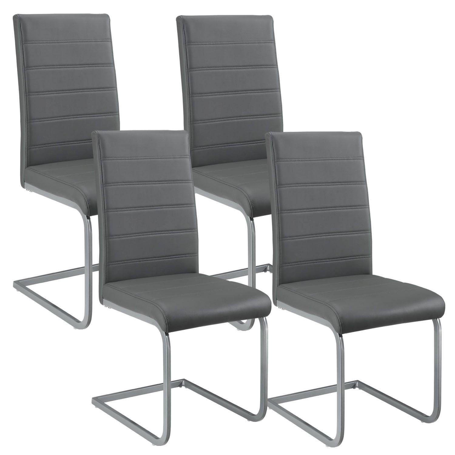 SCHWINGSTUHL Vegas grau Kunstleder (4er Set) - Grau, Textil (41/101/52cm) - Juskys