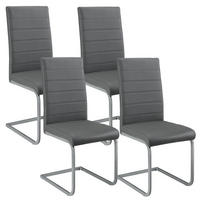 SCHWINGSTUHL Vegas grau Kunstleder (4er Set) - Grau, Textil (41/101/52cm) - Juskys