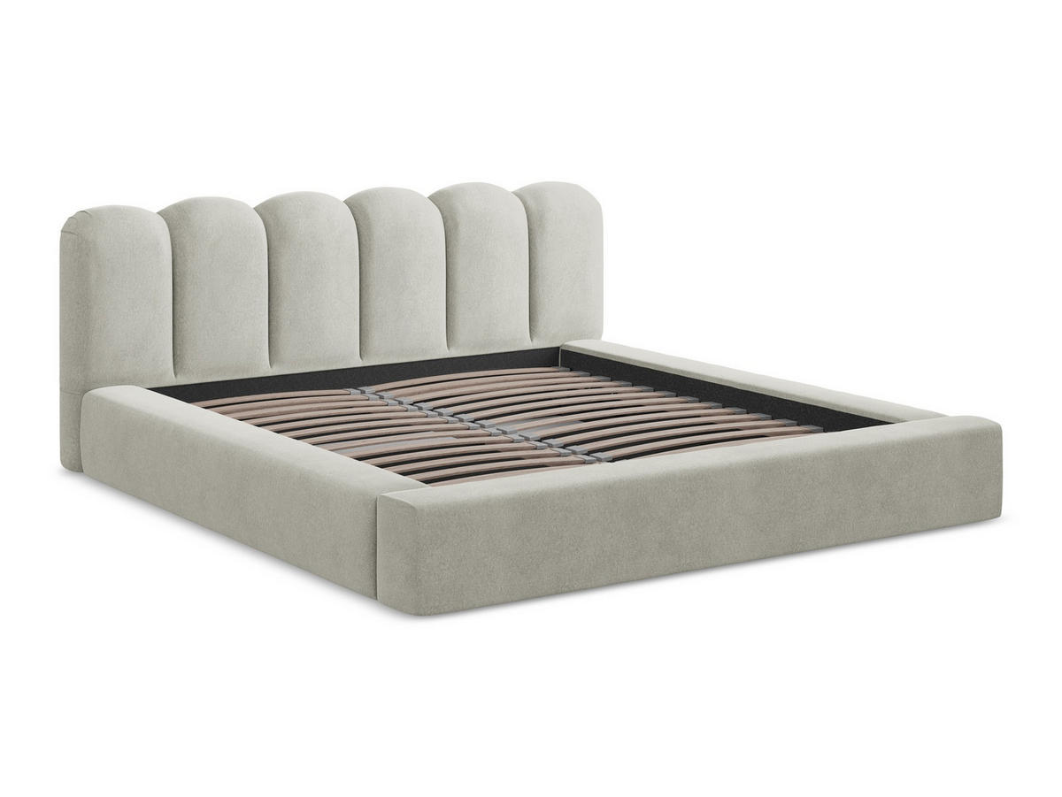 POLSTERBETT mit Bettkasten und Lattenrost 200x238 Grau - Hellgrau/Schwarz, Kunststoff/Textil (160/200cm) - Makamii