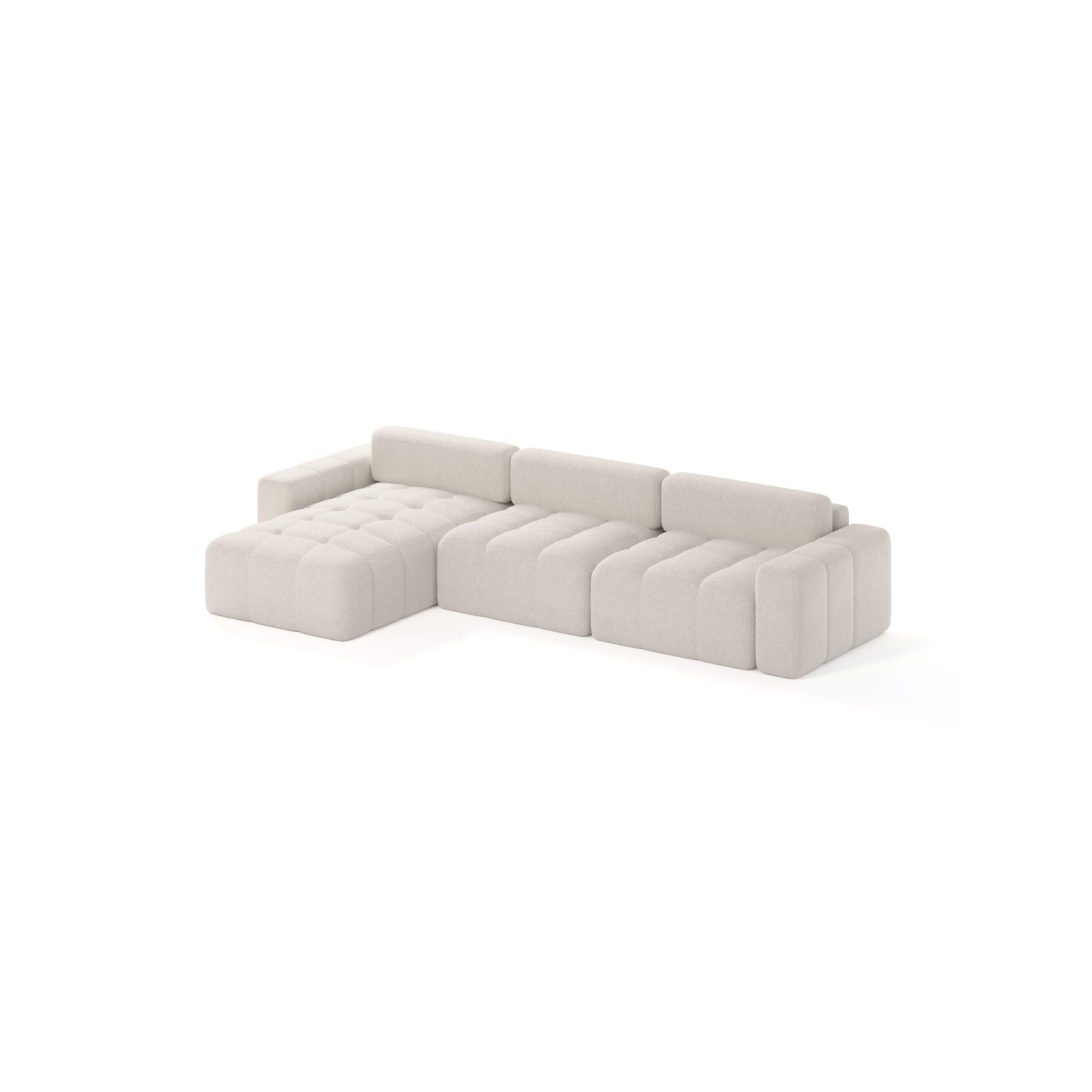 ECKSOFA Bouclé-Stoff 8 Sitzer Bornum So, Creme - Creme, Textil (346/170cm) - Meblito