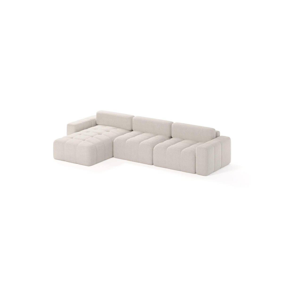 ECKSOFA Bouclé-Stoff 8 Sitzer Bornum So, Creme - Creme, Textil (346/170cm) - Meblito