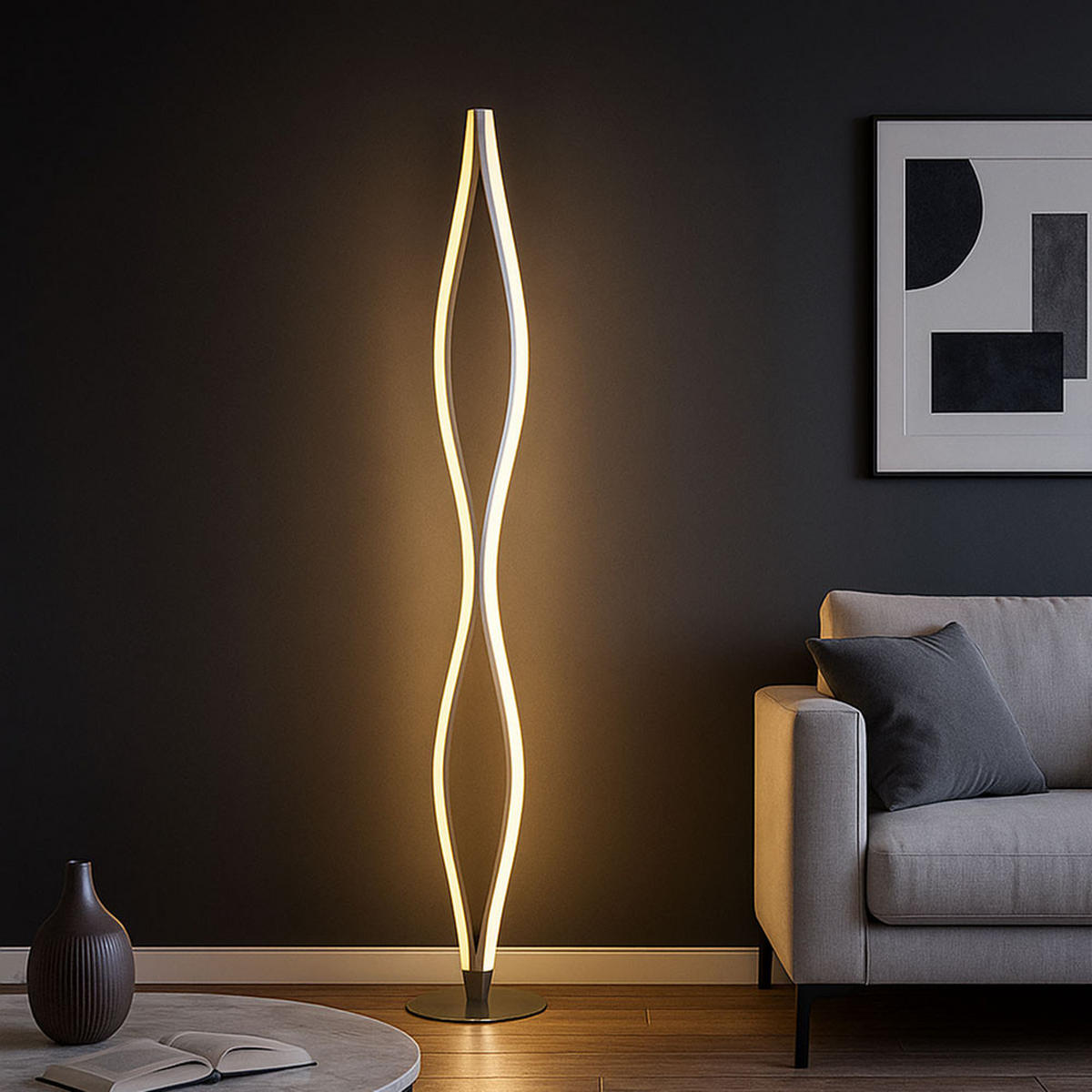 LED STEHLEUCHTE NOREEN Aluminium Silber - Silberfarben, Metall (22/22/146.5cm)