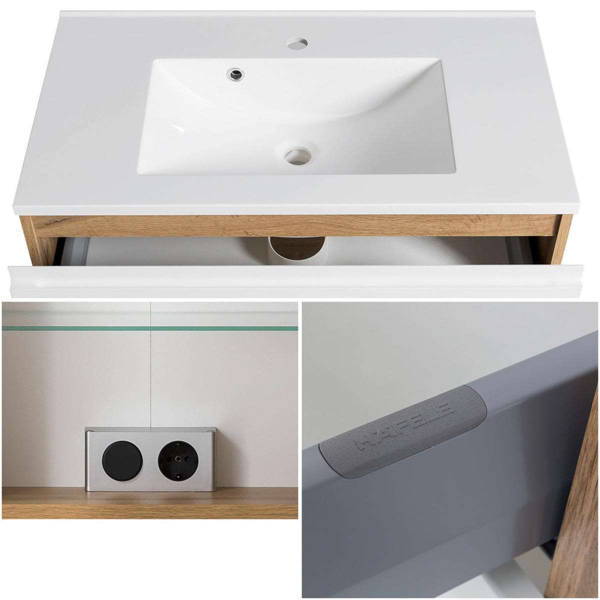 BADMÖBEL-SET 3-TLG. Vasto-03 - Grau, Holzwerkstoff (135/200/47cm) - Lomado