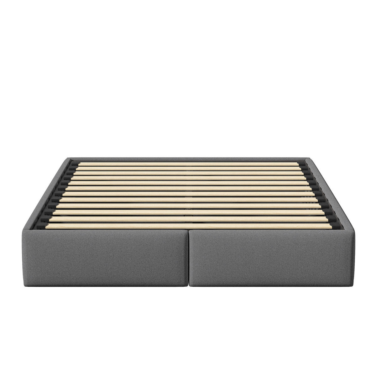POLSTERBETT 160x200 cm Bettkasten Schubladen ohne Kopfteil grau - Grau, Holz (160/200cm) - LEBENLANG
