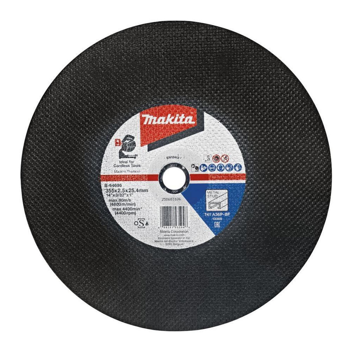 MAKITA B-64696-5 Trennscheibe 355 x 2,5 x 25,4 mm A36P 5 Stück für Stahl - Multicolor, Kunststoff (370/370/60cm) - Makita