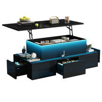 COUCHTISCH in Schwarz anhebbarer Kaffeetisch mit 4 Schublade und Stauraum für Wohnzimmer, B100/T50/H40cm - Eichefarben/Schwarz, Holzwerkstoff (50/100/40cm) - STILVORA