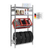 GETRÄNKEKISTEN- & REIFENREGAL Chiemsee TIRE 200x106x43,5cm 3 Kisten auf 1 Ebene + 4 Reifen & 2 Boards Verzinkt - Silberfarben, Metall (106/200/43.5cm) - PROREGAL