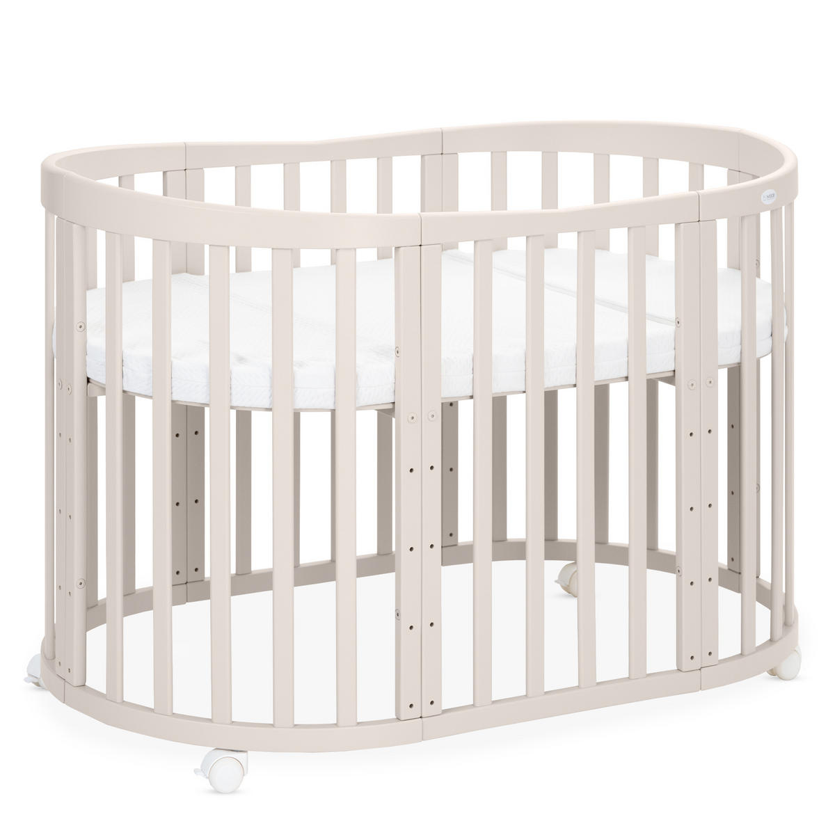 PĂTUȚ bebe Cașmir oval 7in1 cu saltea - cașmir, material textil/lemn (73/125cm) - waldin