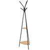KLEIDERSTÄNDER Bambusoptik Metall Dunkelbraun Schwarz mit Ablagen 179×49 cm - Schwarz/Naturfarben, Holzwerkstoff/Metall (49/179/49cm) - Begryf