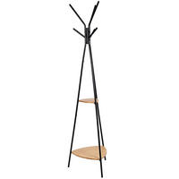 KLEIDERSTÄNDER Bambusoptik Metall Dunkelbraun Schwarz mit Ablagen 179×49 cm - Schwarz/Naturfarben, Holzwerkstoff/Metall (49/179/49cm) - Begryf