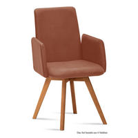 ARMLEHNSTUHL (6er-Set) Dilys 52x92x60 Eiche geölt/Cognac - Cognac/Eichefarben, Kunststoff (60/92/52cm) - 58aufmkessel