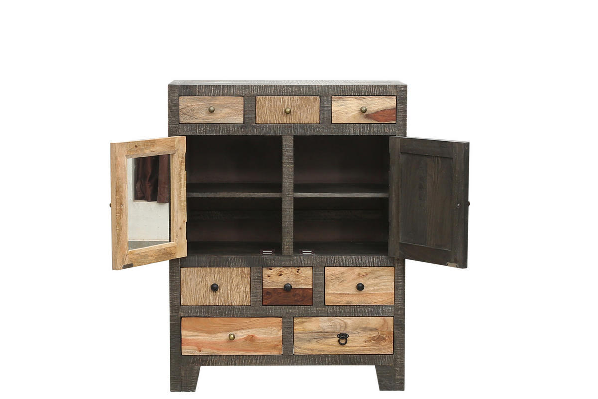 KOMMODE Erik Mangoholz Mehrfarbig 118x40x90cm - Multicolor, Holz (40/118/90cm) - DELUKE