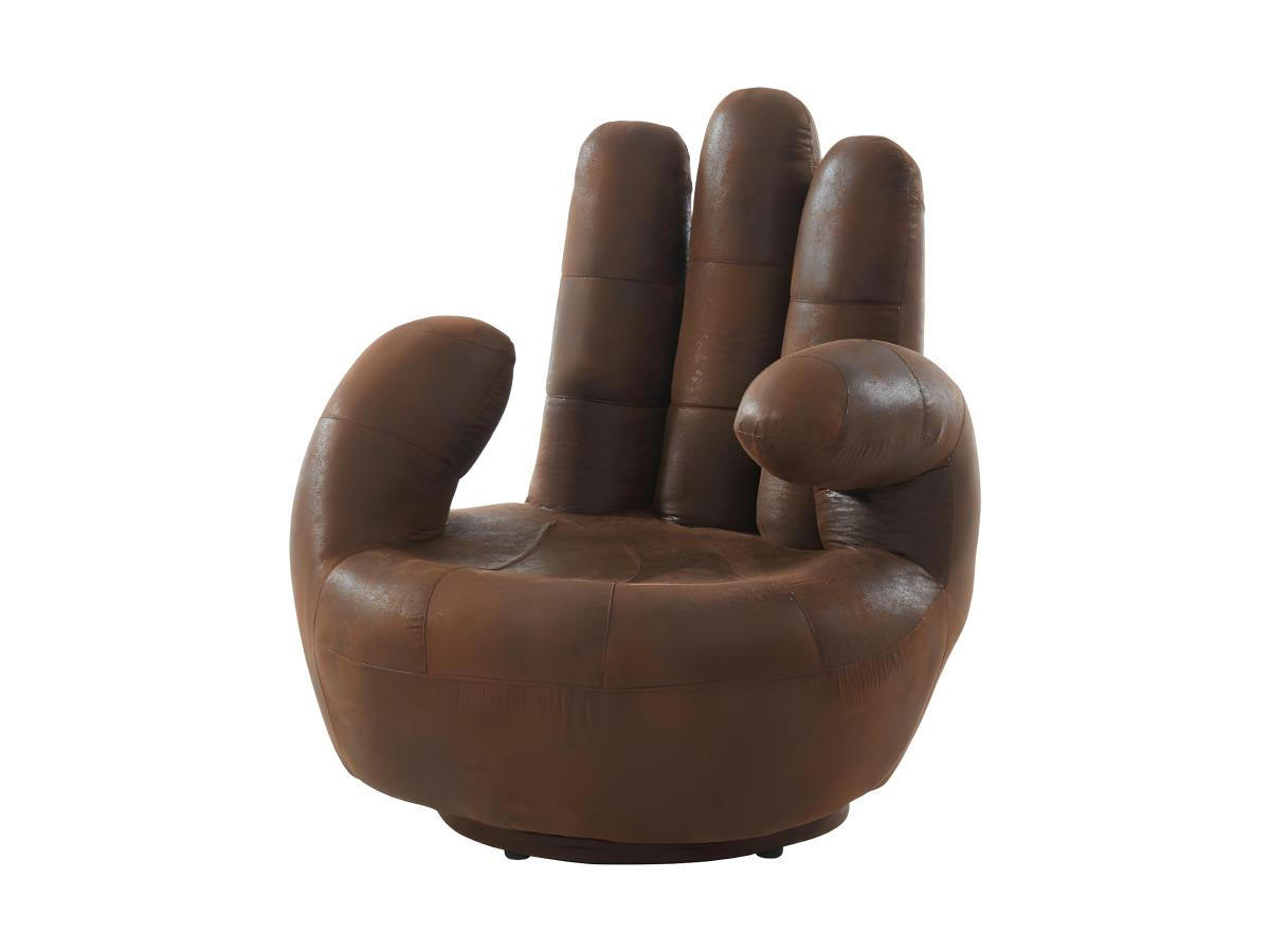 FINGERSESSEL drehbar - Microfaser - Vintage Look - CATCHY - Braun, Textil (78/89/82cm) - Vente-Unique