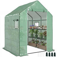 GEWÄCHSHAUS DE-11950 mit Tür & Fenster & 3 Etagen Transparent - Grün, Kunststoff (140/190/143cm) - ComfortXL