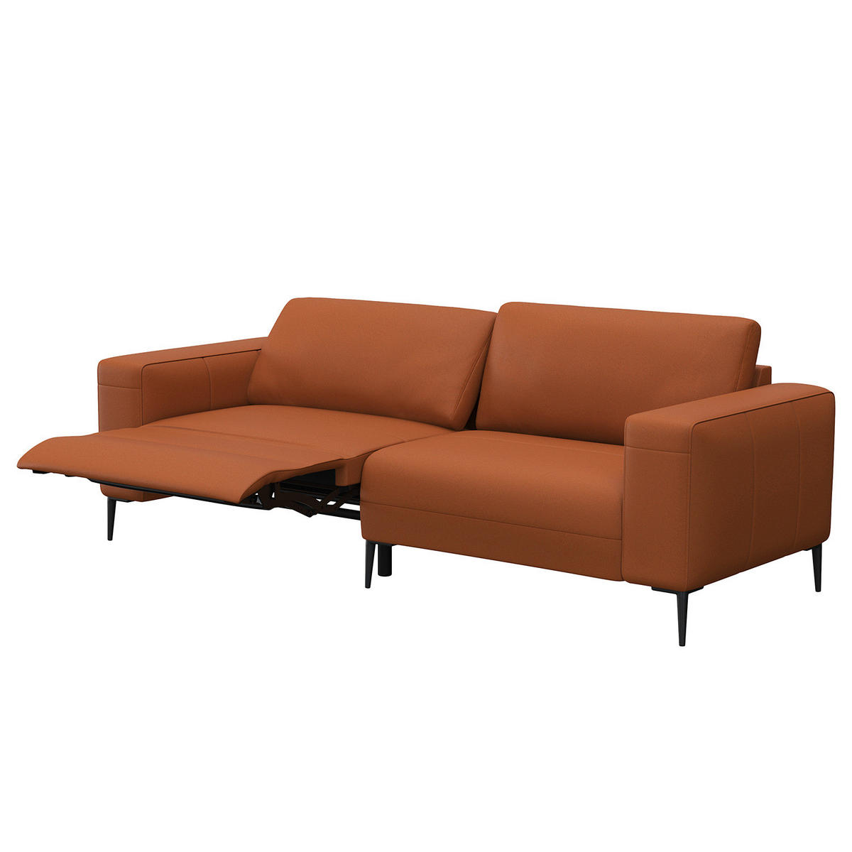 3-SITZER SOFA - Kastanienfarben/Schwarz, Leder/Metall (225/77/88cm) - home24
