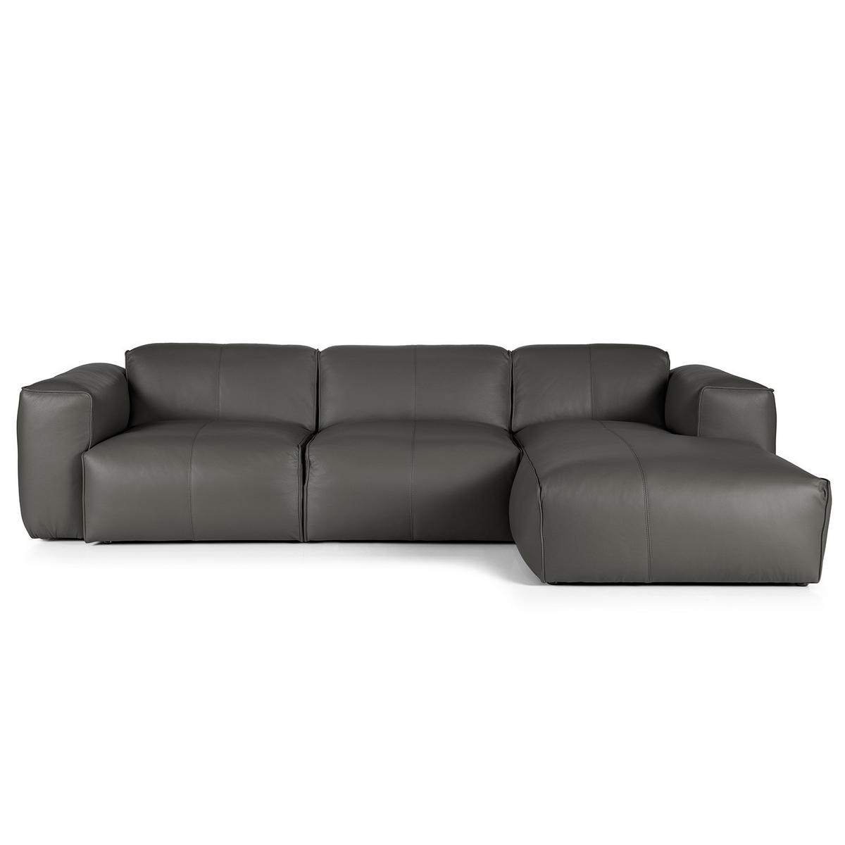 3-SITZER ECKSOFA mit Longchair - Schwarz/Grau, Leder/Kunststoff (284/173cm) - home24